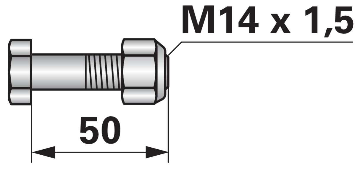 Frässchraube M14 x 1,5 x 50 Güte 12.9 mit SI-Mutter GartenShop24 - Hochwertige Gartengeräte
