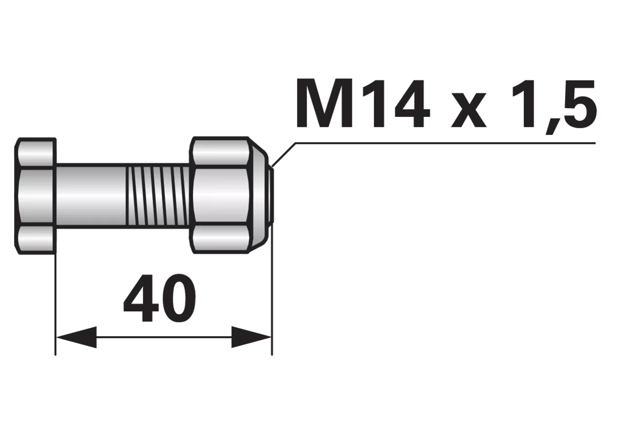 Frässchraube M14 x 1,5 x 40 Güte 12.9 mit SI-Mutter GartenShop24 - Hochwertige Gartengeräte