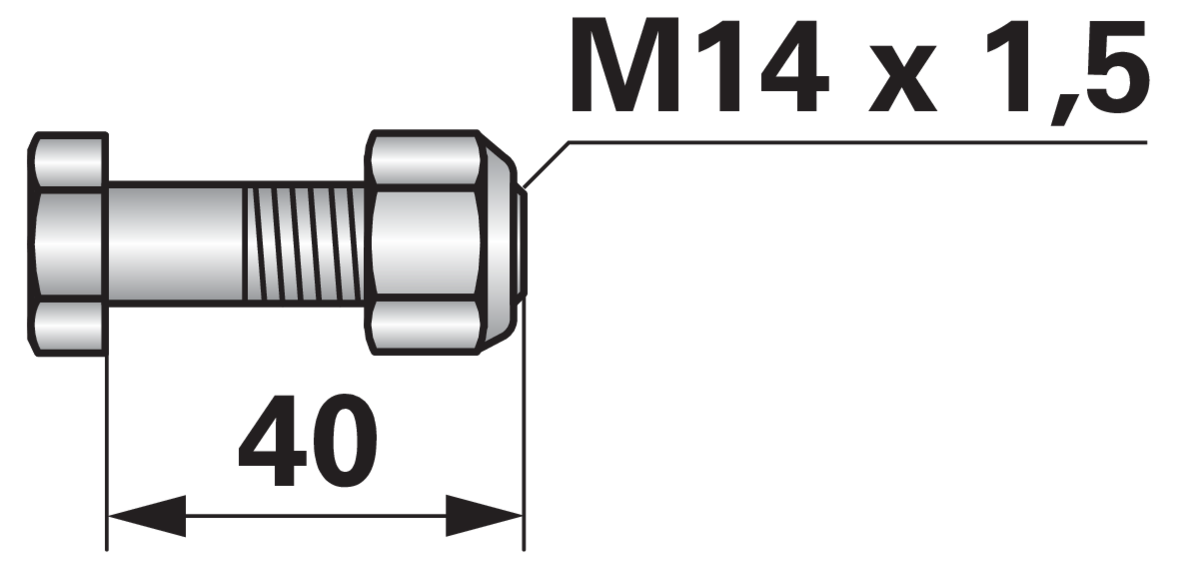 Frässchraube M14 x 1,5 x 40 Güte 12.9 mit SI-Mutter GartenShop24 - Hochwertige Gartengeräte