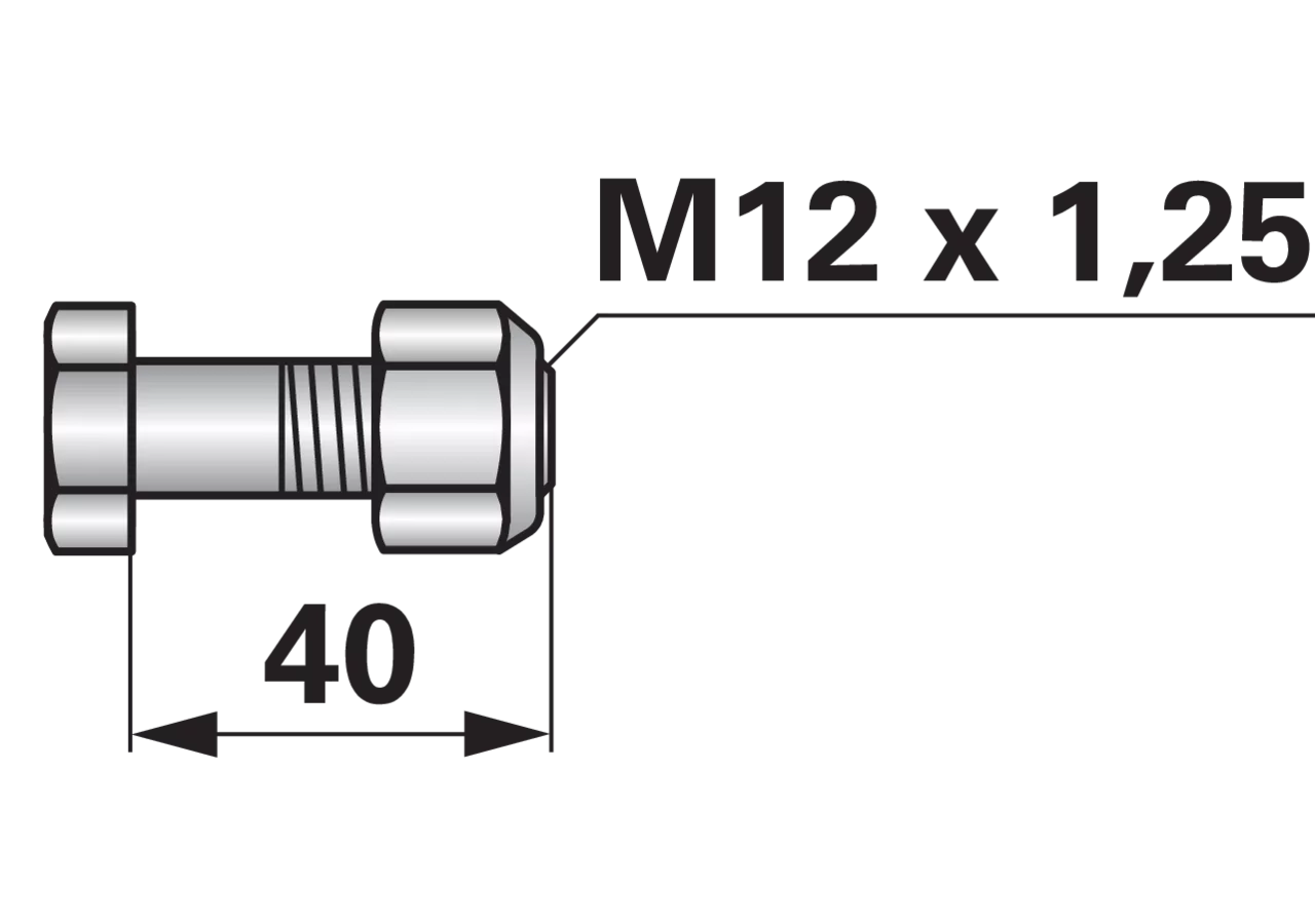 Frässchraube M12 x 1,25 x 40 Güte 12.9 mit SI-Mutter GartenShop24 - Hochwertige Gartengeräte