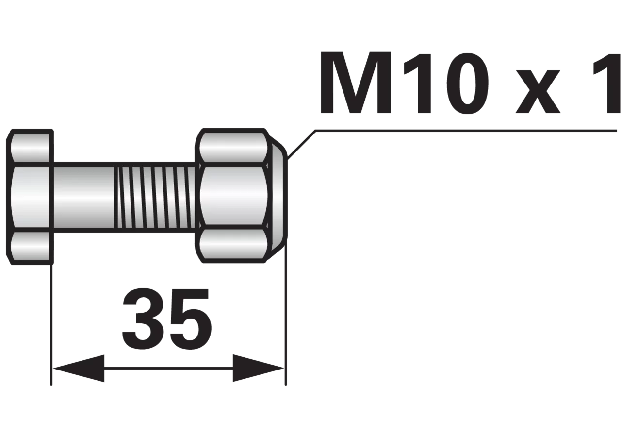 Frässchraube M10 x 1 x 35 Güte 10.9 mit Sicherungsmutter GartenShop24 - Hochwertige Gartengeräte