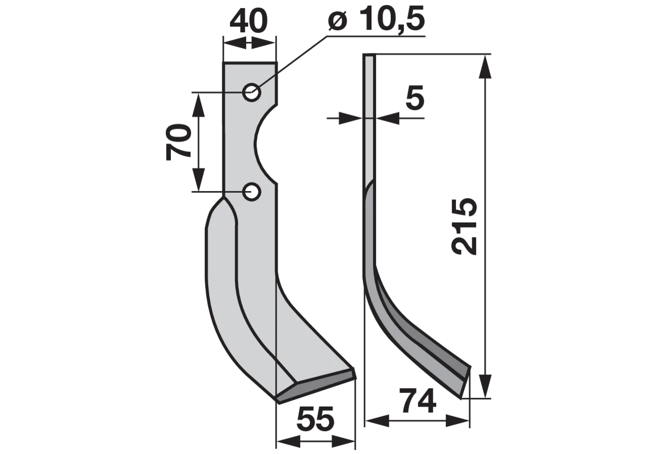 Bogenmesser rechts Breite 74 mm GartenShop24