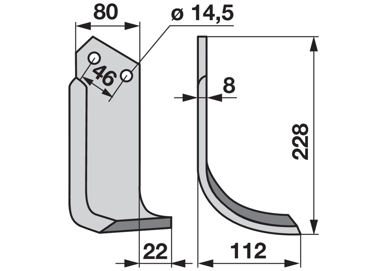 Bogenmesser rechts Breite 112 mm GartenShop24