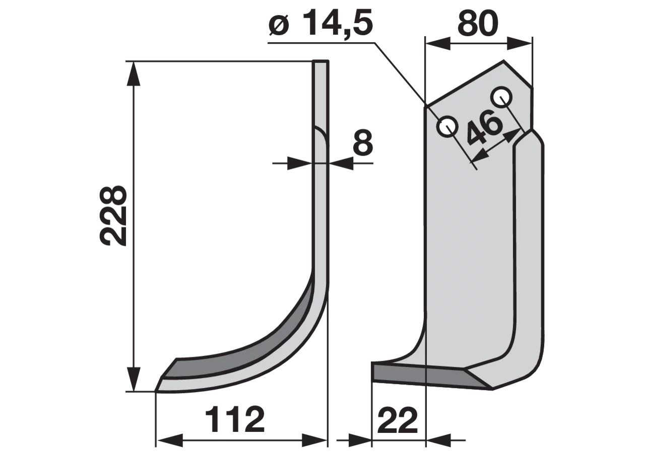 Bogenmesser links Breite 112 mm GartenShop24