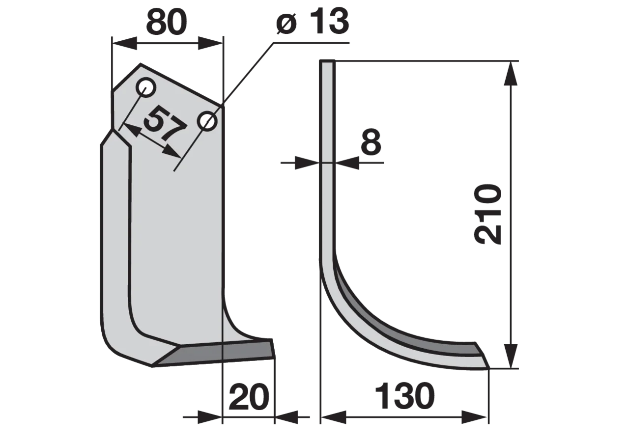 Bogenmesser rechts Höhe 210 mm GartenShop24