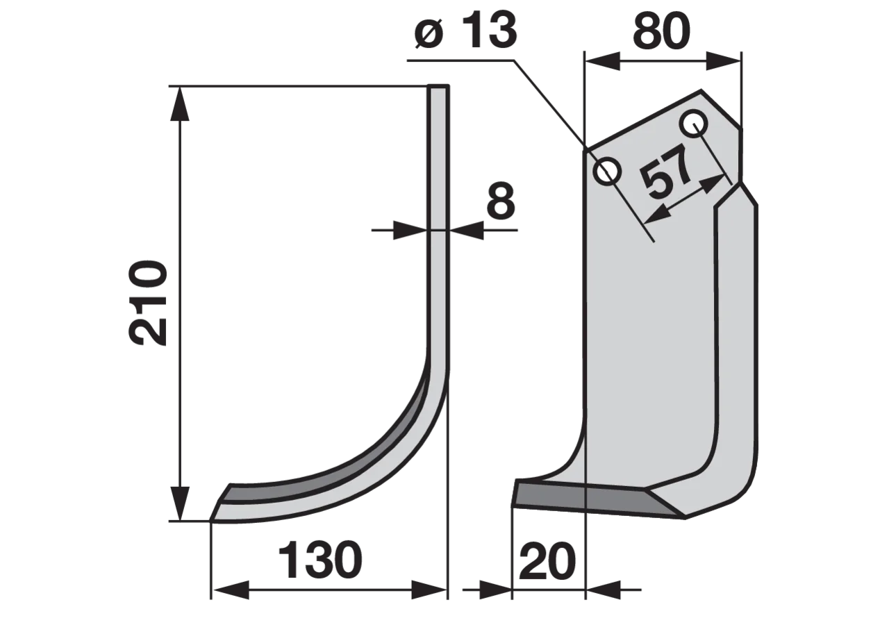 Bogenmesser links Höhe 210 mm GartenShop24