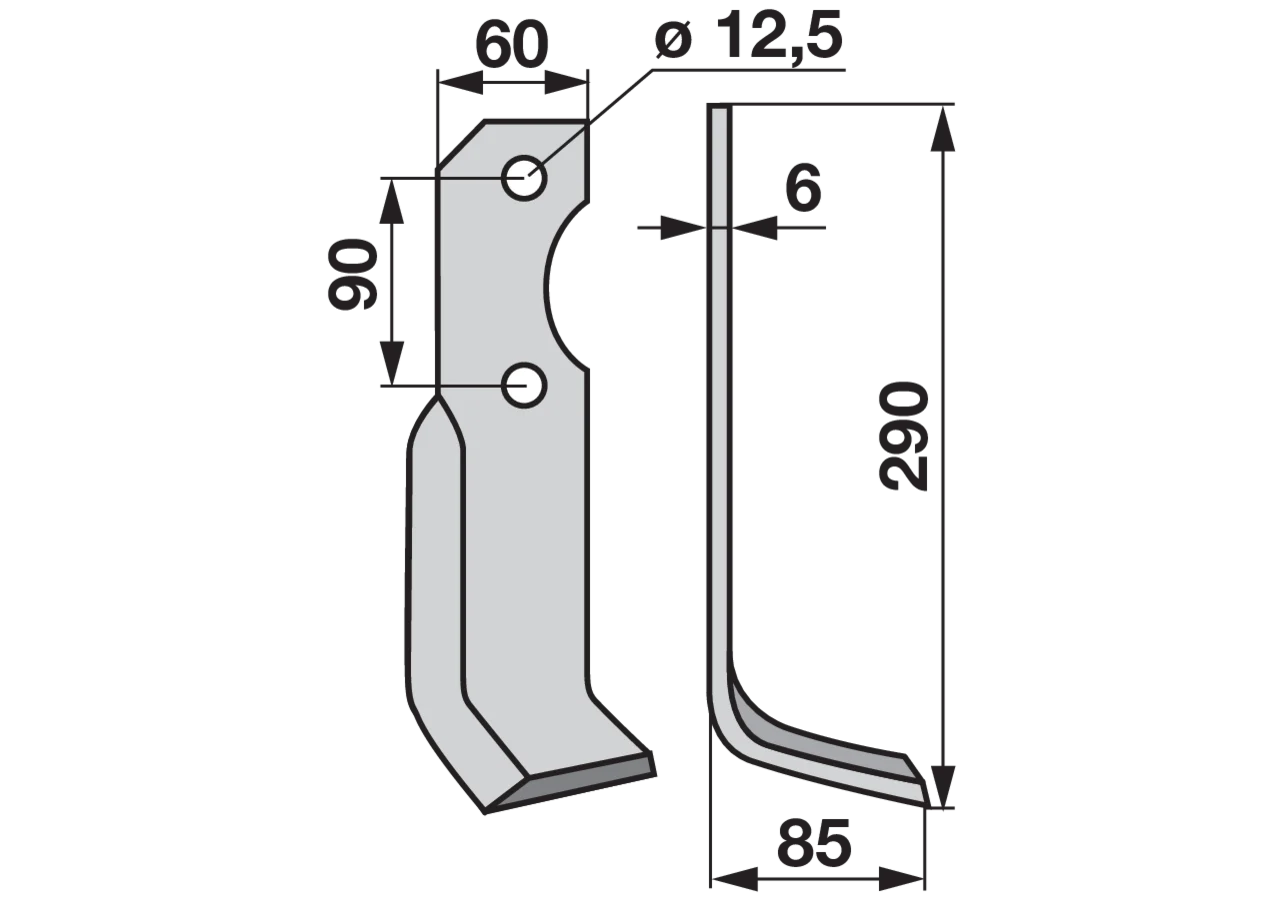 Bogenmesser rechts Höhe 290 mm GartenShop24