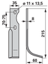 Bogenmesser rechts, Länge 215 mm, Arbeitsbreite 60 mm, Langloch 11x13,5 mm
