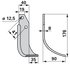 Detailansicht Bogenmesser rechts 40x8 – Lochdurchmesser 12,5 mm, LA 41 mm