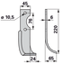 Bogenmesser rechts 220 mm – Detailansicht Lochabstand 76 mm und Lochdurchmesser 10,5 mm