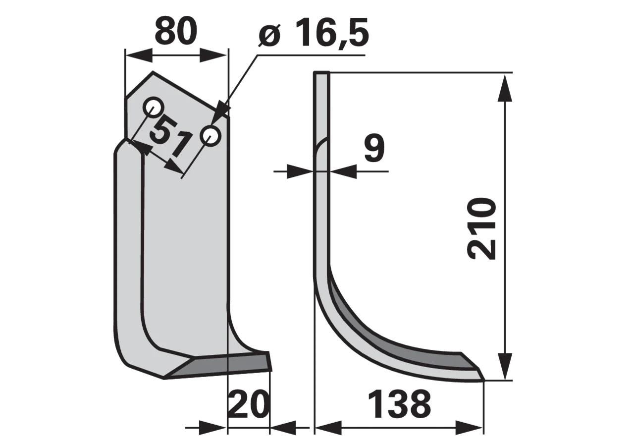 Bogenmesser rechts – passend für Howard 9951 GartenShop24