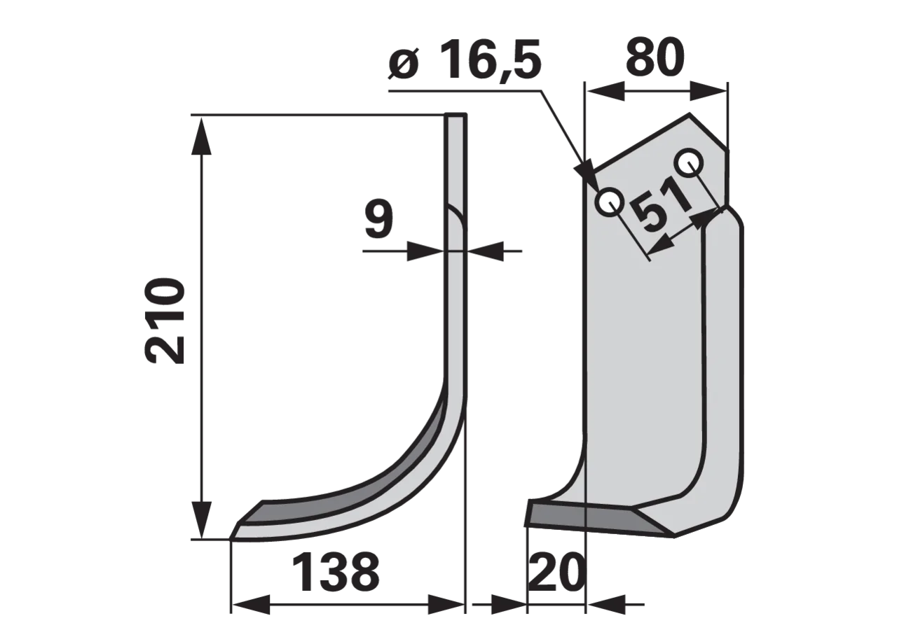 Bogenmesser links – passend für Howard 9950 GartenShop24