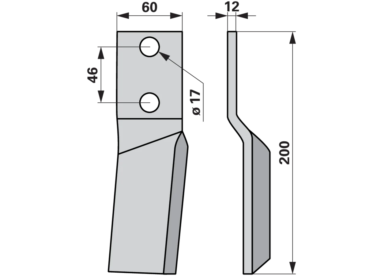 Fräsmesser rechts 60x12 L = 200 LAB = 46 GartenShop24