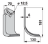 Bogenmesser rechts Kuhn K1620010 – Detailansicht Bohrung, Lochabstand 41,5 mm