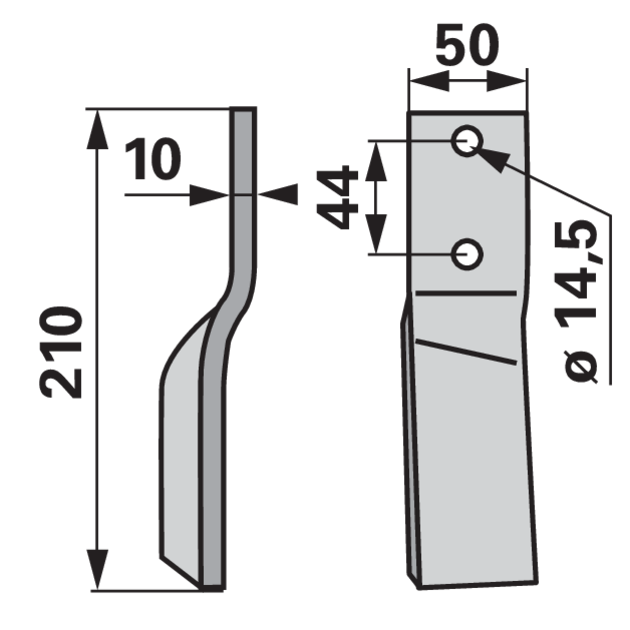 Fräsmesser links, Lochabstand 44 mm, Lochdurchmesser 14,5 mm – Detailansicht Aufnahme