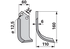 Bogenmesser rechts 60x6 L=160 mm Bodenfräsen, Arbeitsbreite 110 mm, LAB 34 mm