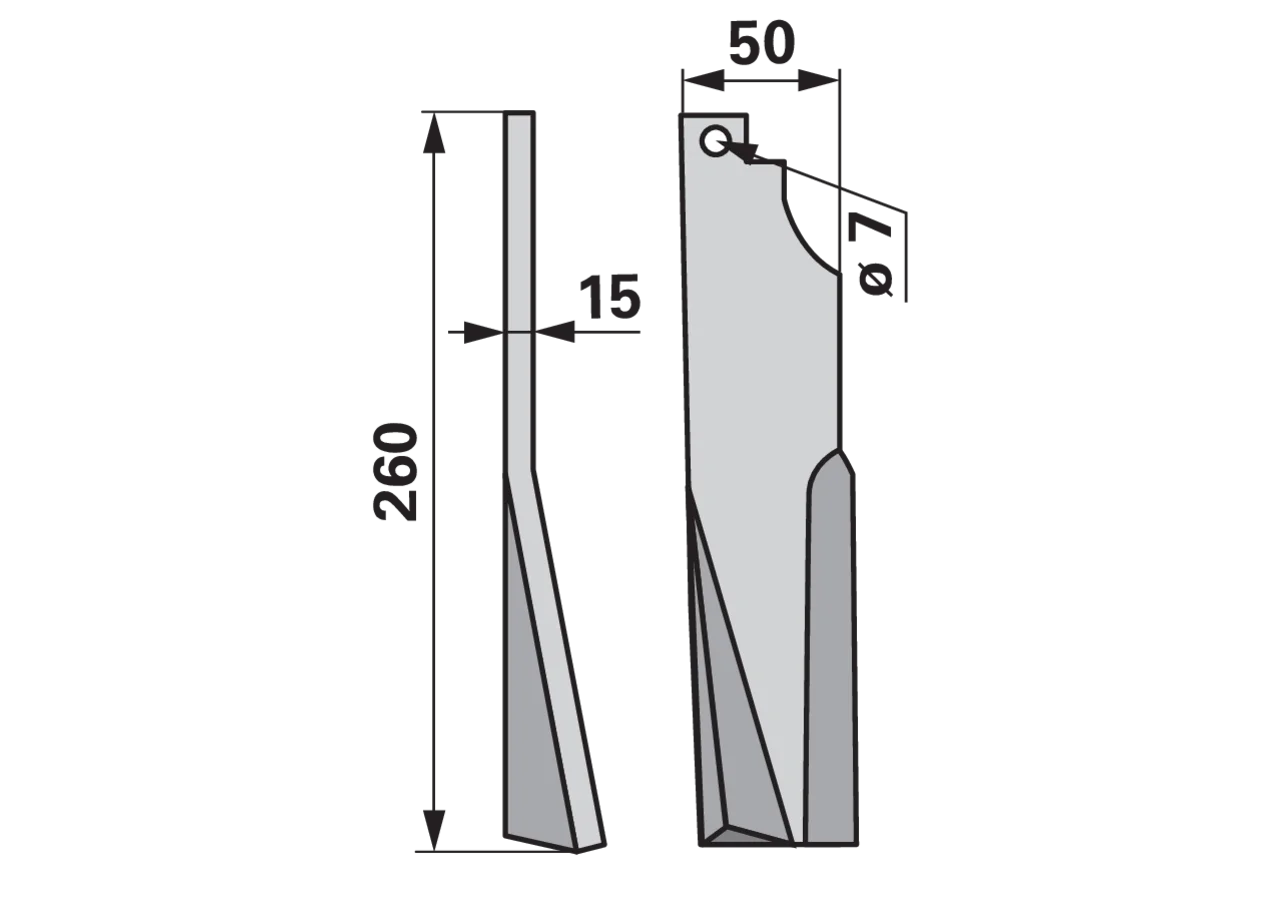 Fräsmesser links 50 x 15 mm 260 mm für Bodenfräsen – Einzelstück