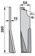 Detailansicht Fräsmesser links mit Lochdurchmesser 7 mm und Länge 260 mm