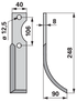 Bogenmesser rechts 40x8 L=248 mm Arbeitsbreite 90 mm LAB=106 mm GartenShop24 - Hochwertige Gartengeräte