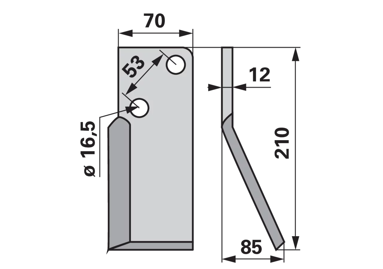 Fräsmesser rechts 70x12 L = 210 LAB = 53 GartenShop24