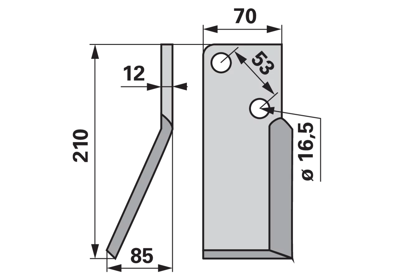 Fräsmesser links 70x12 L = 210 LAB = 53 GartenShop24