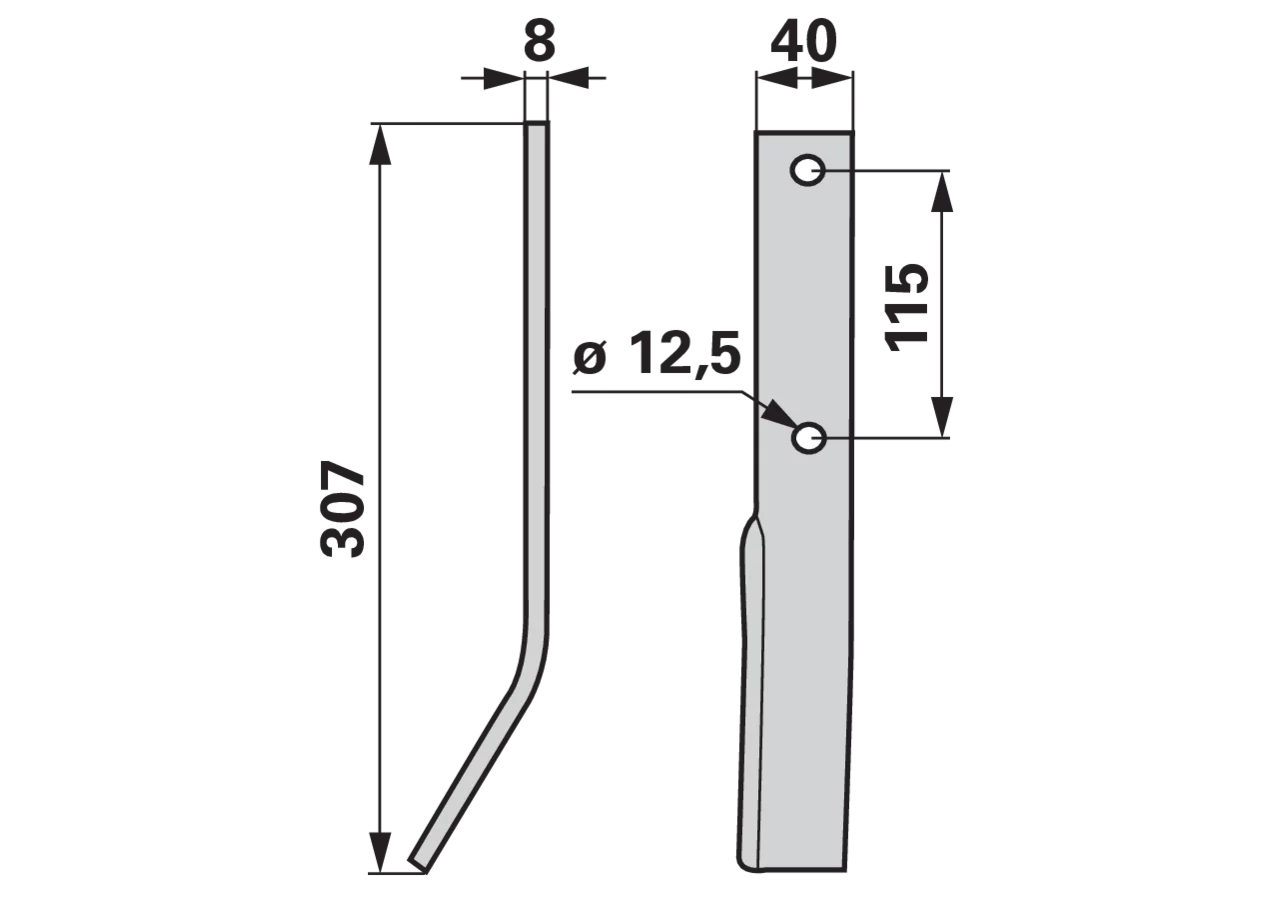 Fräsmesser rechts passend zu Bärtschi 40x8 Arbeitsbreite 55 mm GartenShop24 - Hochwertige Gartengeräte