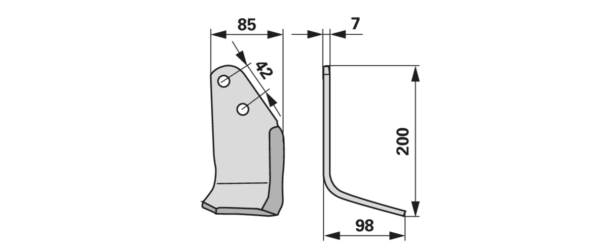 Fräsmesser links 85 mm Breite GartenShop24 - Hochwertige Gartengeräte