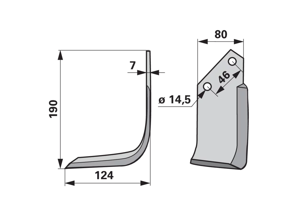Bogenmesser links Forigo Roteritalia F3156110 – Ersatz-Fräsmesser 190 mm Höhe