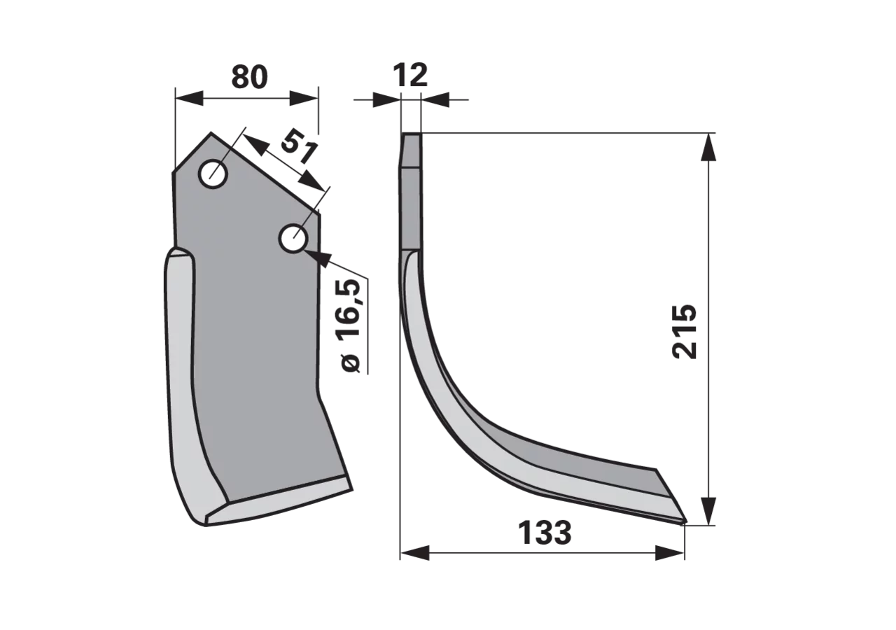 Bogenmesser rechts – passend für Howard 103524 GartenShop24