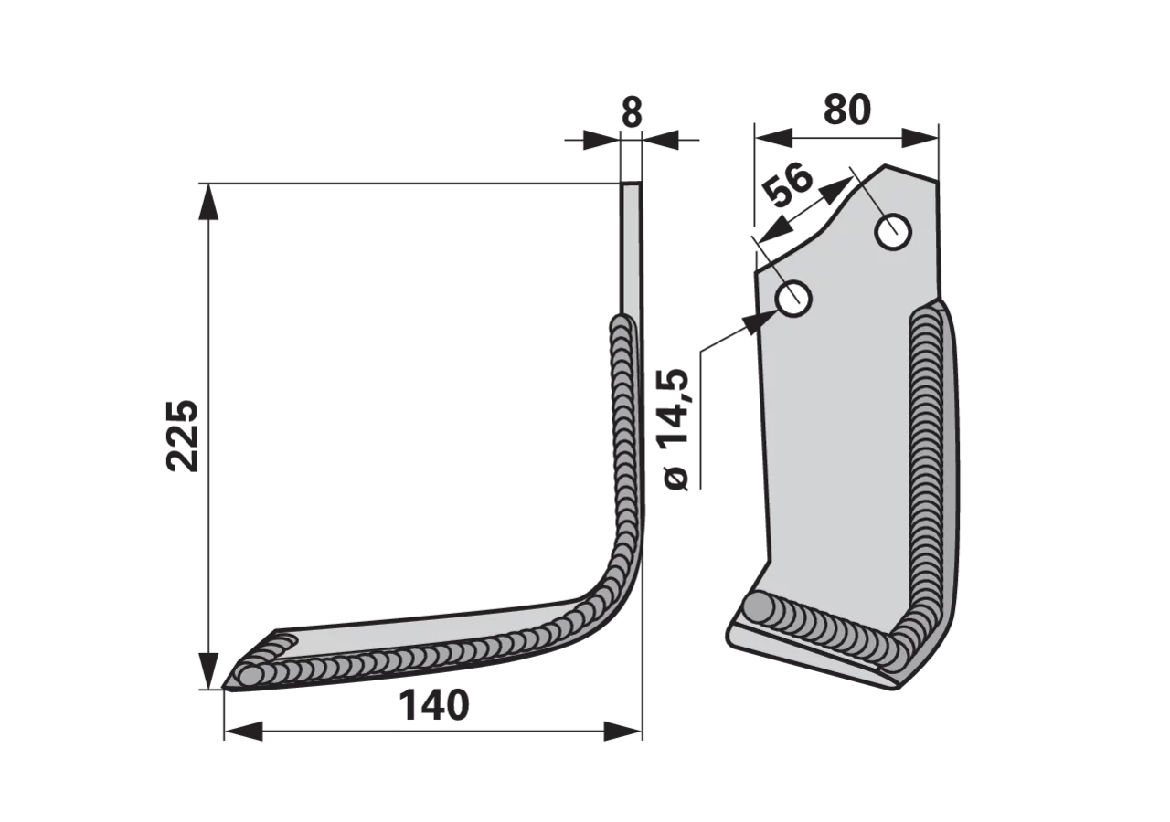 AgriCarb Bogenmesser links Hartmetall anstelle von Maschio M01110427 AgriCarb