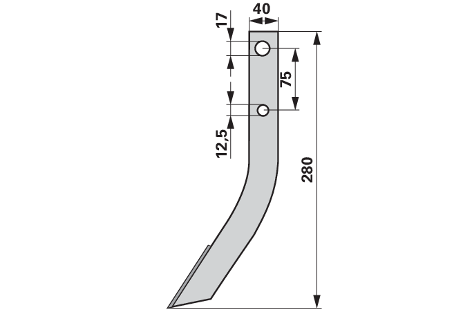 Fräshaken mit Hartmetallauflage L = 280 GartenShop24