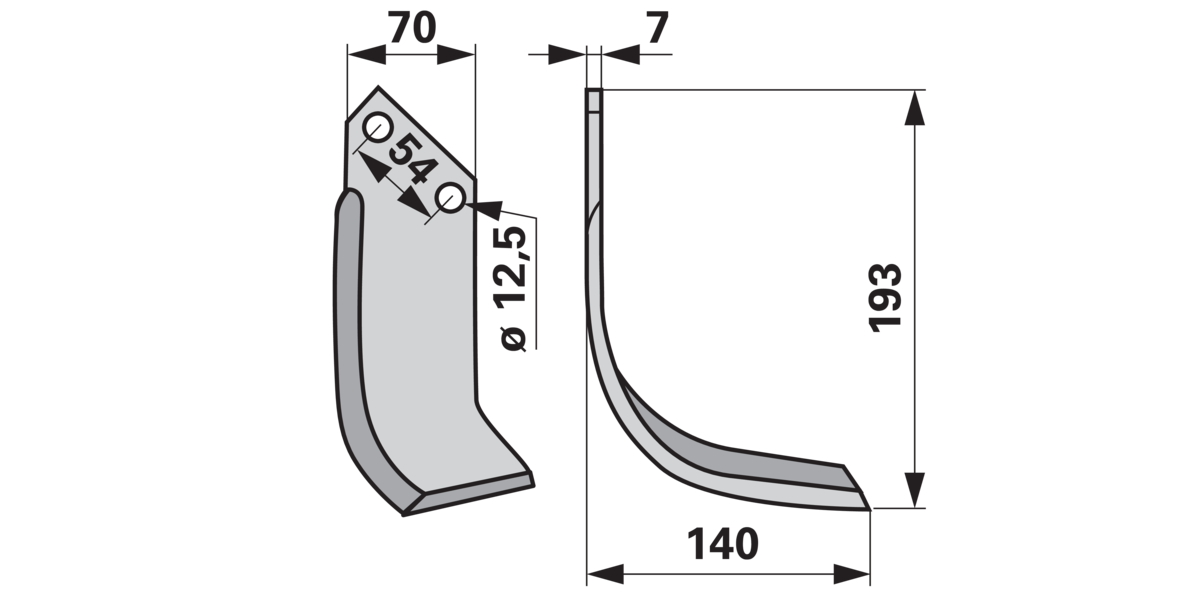 Ersatzmesser Badalini 3226 – Detailansicht Lochabstand 55 mm und Lochdurchmesser 12,5 mm