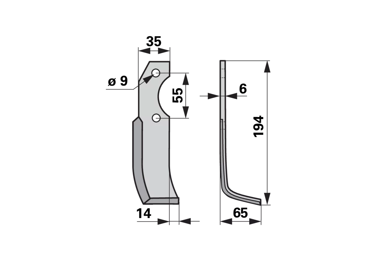 Bogenmesser rechts – Ersatzmesser anstelle von Bertolini 15602 GartenShop24 - Hochwertige Gartengeräte