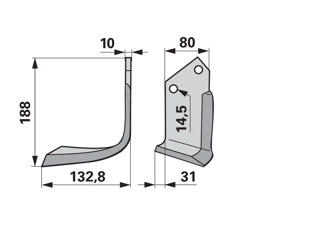 Winkelmesser links Celli 722548 – Ersatzmesser für Bodenfräsen, Einzelstück