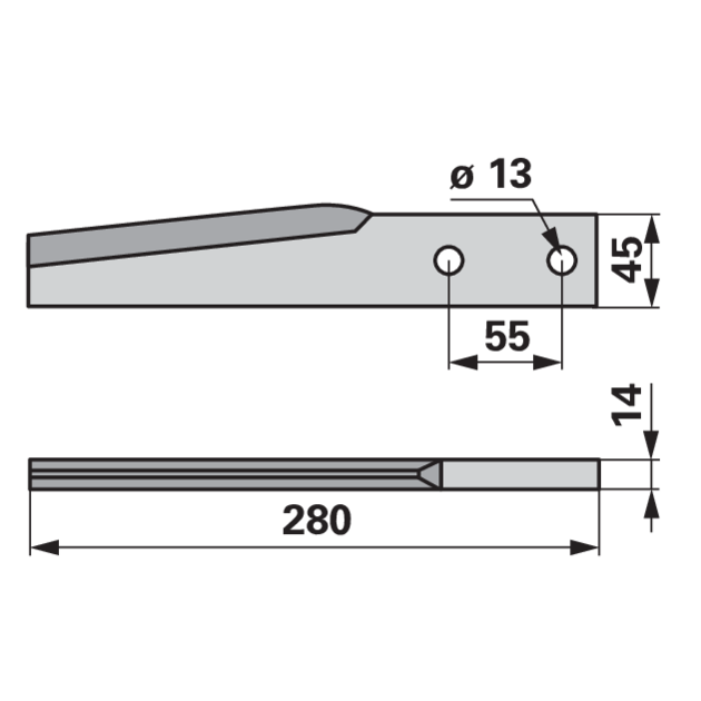 Kreiseleggenzinke gerade 45x14x280 mm – passend für Breviglieri GartenShop24 - Hochwertige Gartengeräte