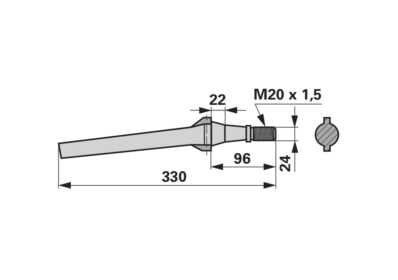 Kreiseleggenzinke gerade Gewinde M20x1,5 anstelle von Lely 1.1699.0220.0 GartenShop24 - Hochwertige Gartengeräte