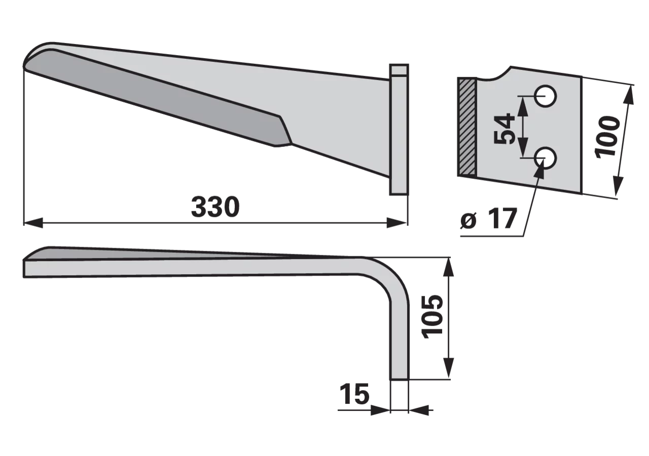 Kreiseleggenzinke rechts 100 x 15 x 330 mm anstelle von Perugini GartenShop24 - Hochwertige Gartengeräte