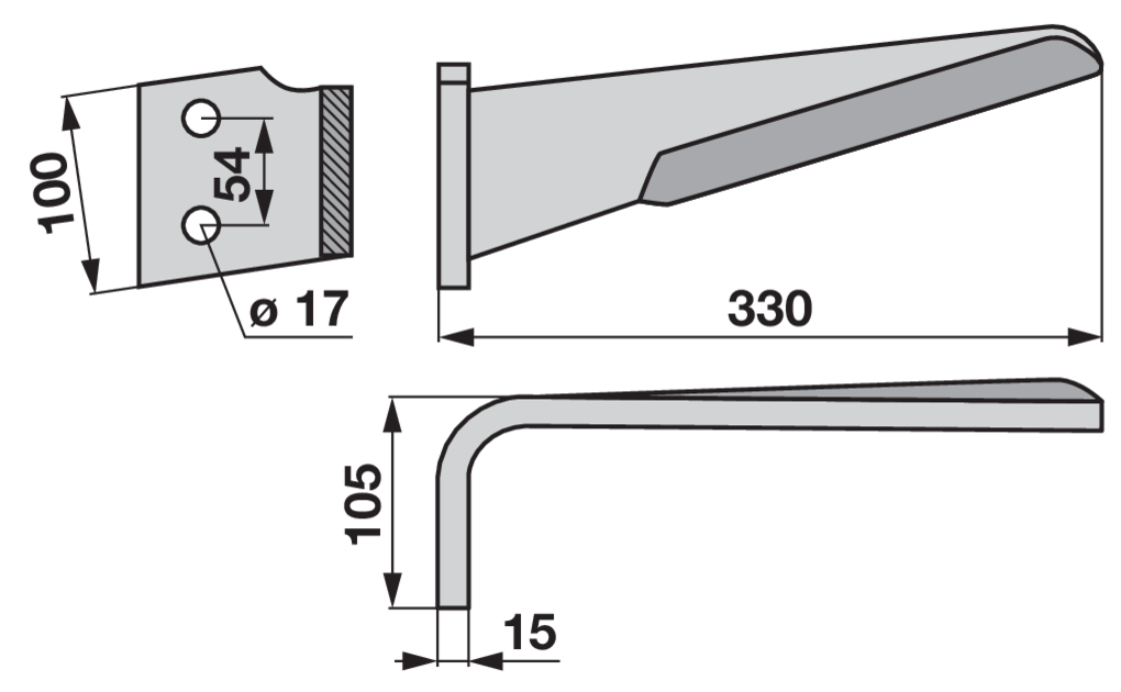 Kreiseleggenzinke links 100x15x330 mm anstelle Perugini GartenShop24 - Hochwertige Gartengeräte