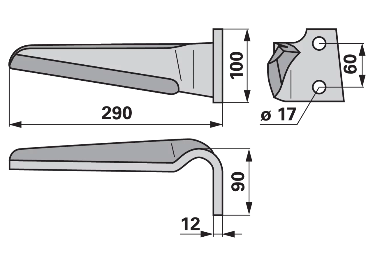 Kreiseleggenzinke rechts 100 x 12 x 290 mm, passend für Feraboli GartenShop24 - Hochwertige Gartengeräte