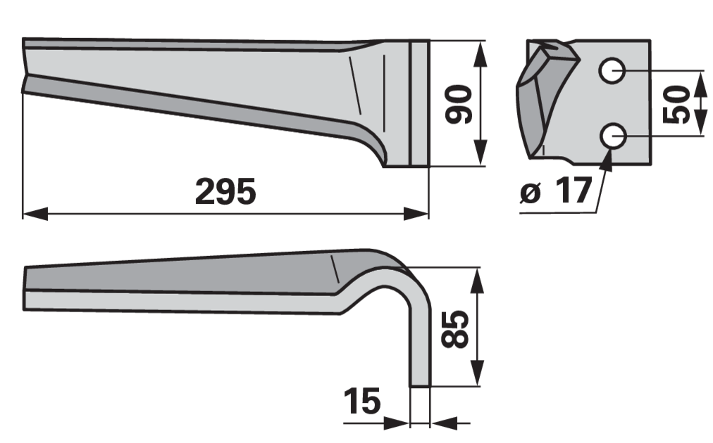 Kreiseleggenzinke rechts anstelle von Sicma 90x15x295 GartenShop24 - Hochwertige Gartengeräte
