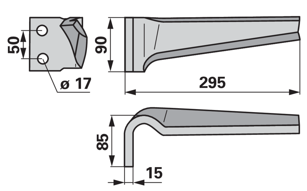Kreiseleggenzinke links anstelle von Sicma 90x15x295 GartenShop24 - Hochwertige Gartengeräte