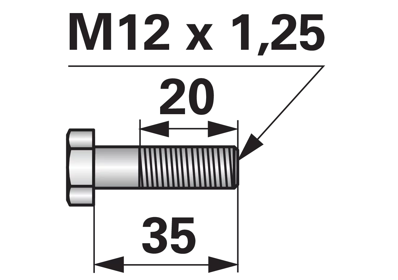 Sechskantschraube M12 x 1,25 x 35 mm Güte 12.9 GartenShop24 - Hochwertige Gartengeräte