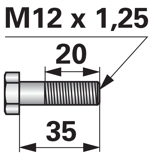 Sechskantschraube M12 x 1,25 x 35 mm Güte 12.9 GartenShop24 - Hochwertige Gartengeräte