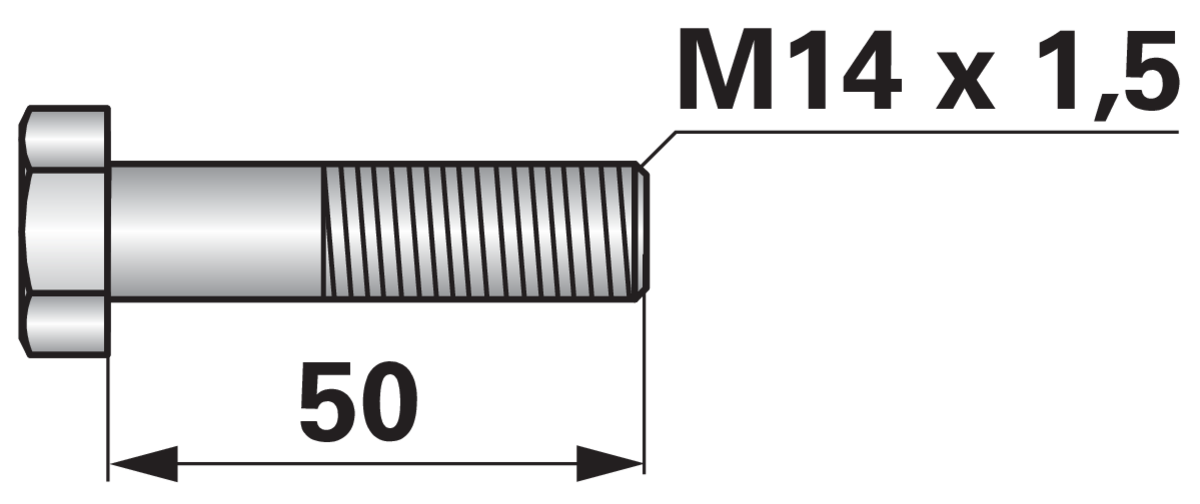 Sechskantschraube M14 x 1,5 x 50 mm Güte 12.9 GartenShop24 - Hochwertige Gartengeräte