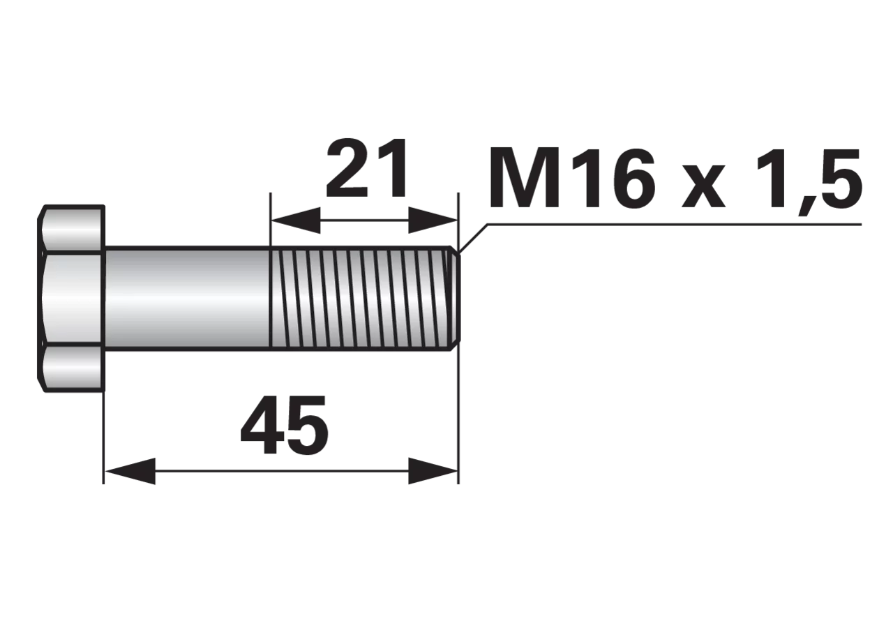 Sechskantschraube M16 x 1,5 x 45 mm Güte 12.9 GartenShop24 - Hochwertige Gartengeräte