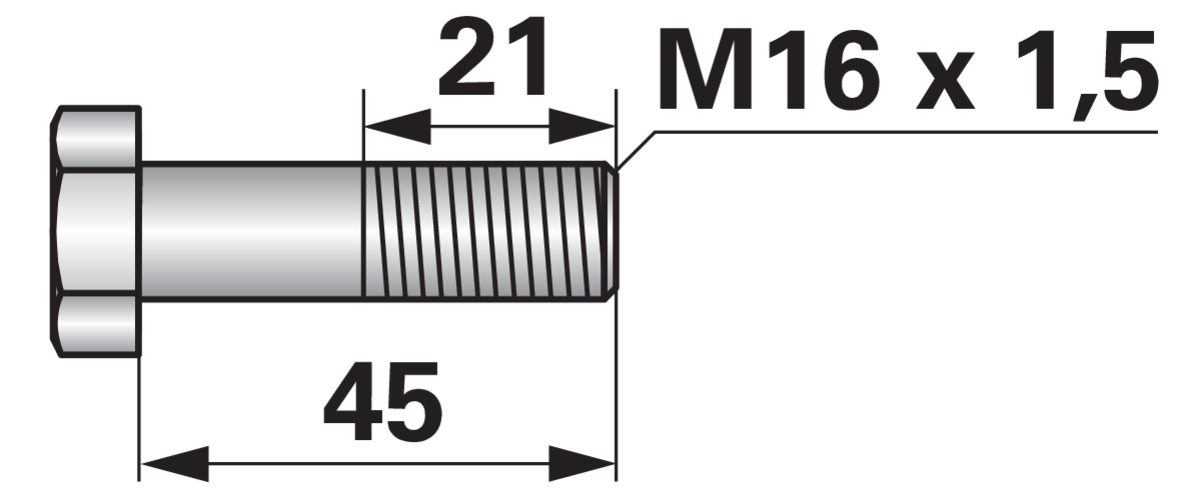 Sechskantschraube M16 x 1,5 x 45 mm Güte 12.9 GartenShop24 - Hochwertige Gartengeräte