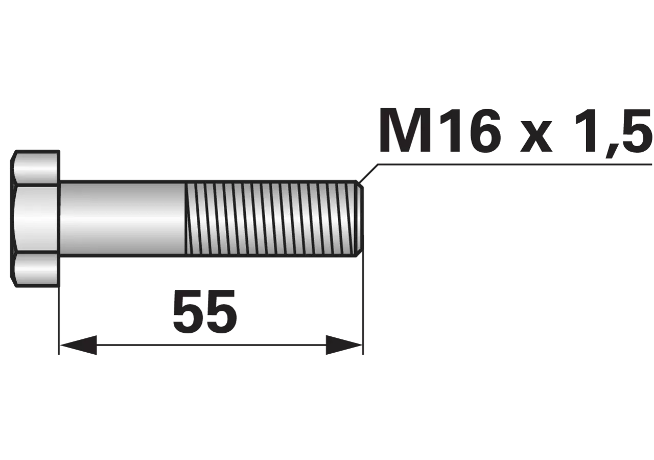 Sechskantschraube M16 x 1,5 x 55 mm Güte 12.9 GartenShop24 - Hochwertige Gartengeräte