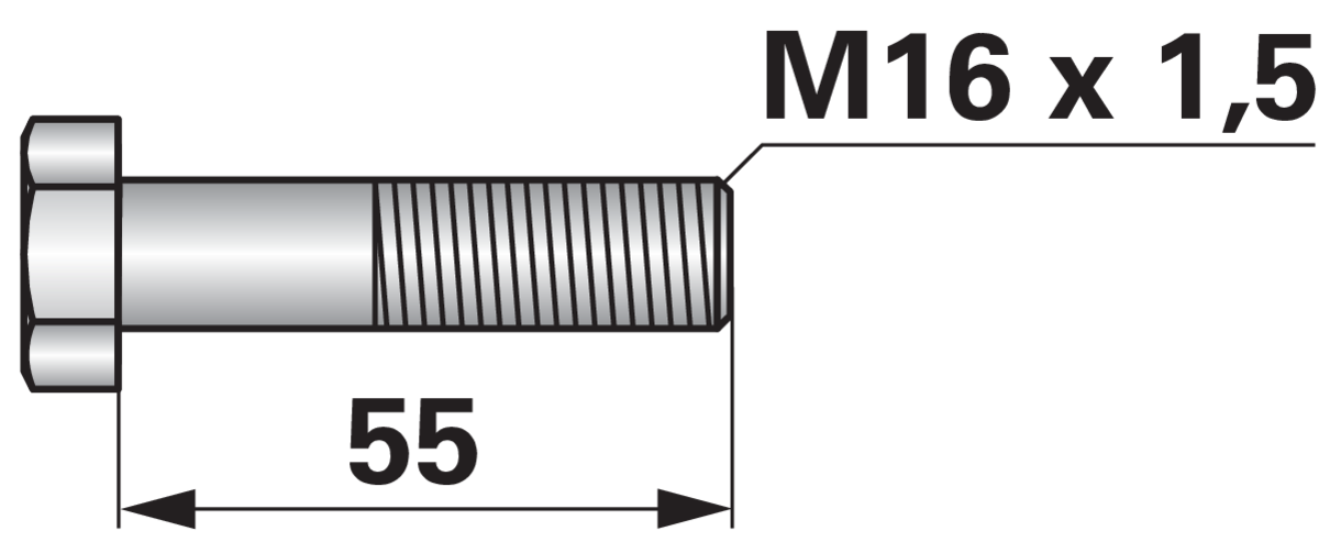 Sechskantschraube M16 x 1,5 x 55 mm Güte 12.9 GartenShop24 - Hochwertige Gartengeräte