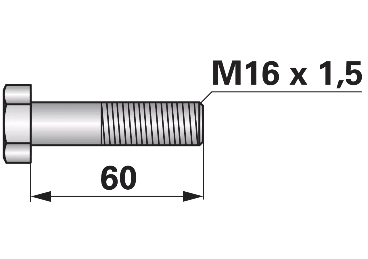 Sechskantschraube M16 x 1,5 x 60 mm Güte 12.9 GartenShop24 - Hochwertige Gartengeräte
