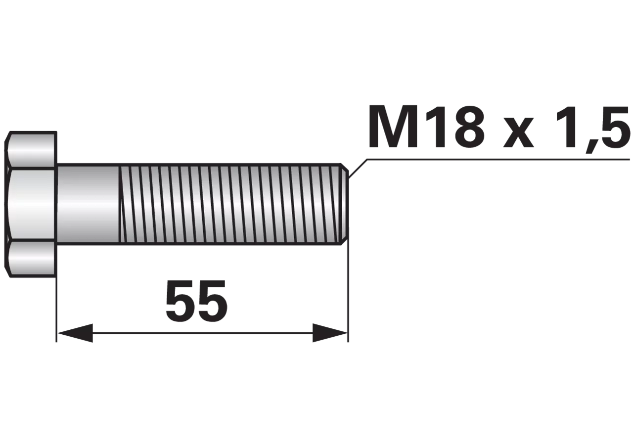 Sechskantschraube M18 x 1,5 x 55 mm Güte 10.9 GartenShop24 - Hochwertige Gartengeräte